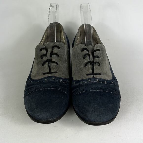 Waldlaufer wing tip saddle shoes us women’s size 7.5 blue grey minimalist suede - Picture 4 of 9